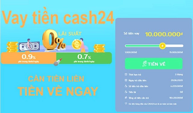 Giao diện chính của trang web Cash24 rất đơn giản, dễ sử dụng